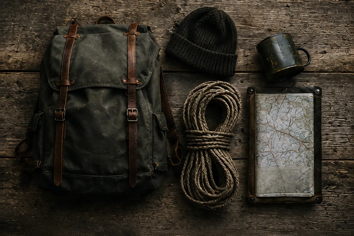 Trail essentials laid out flat