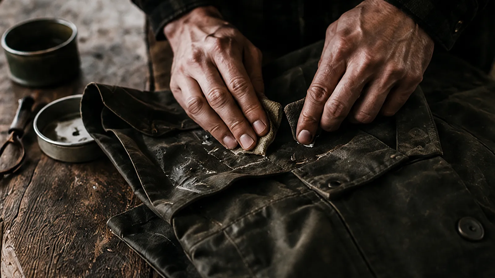 Re-waxing a canvas jacket